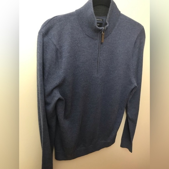 NORDSTROM Mens Blue Merino Wool Quarter Zip Knit Sweater Size Small - Picture 6 of 11